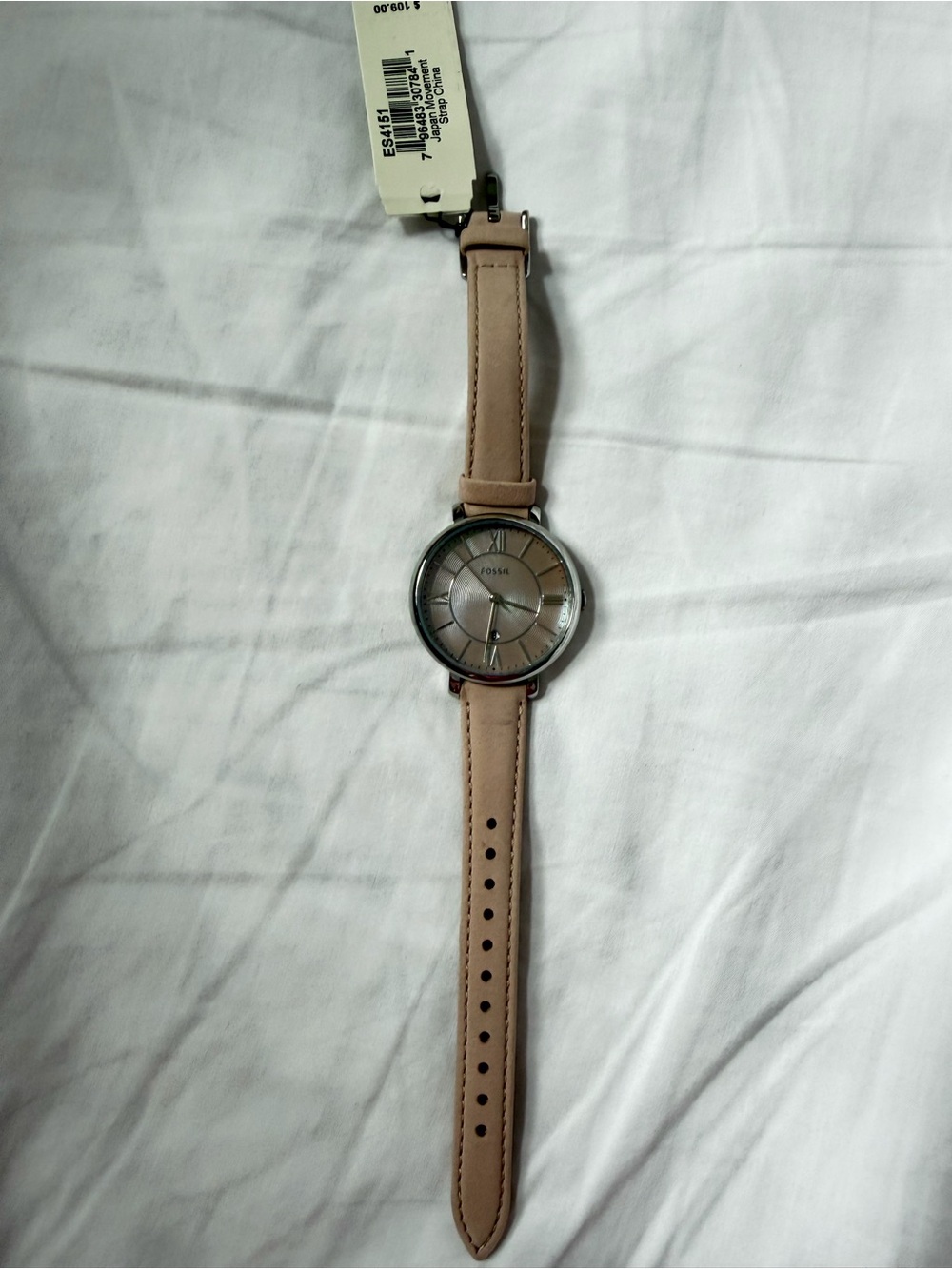 Fossil Jacqueline Blush Pink Leather Watch ES4151 | Minimalist Silver-Tone Watch